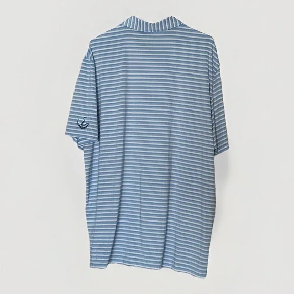IBKUL Golf Polo Mens XL Blue Stripe UPF 50 Performance Sanctuary Golf Club Logo - Picture 2 of 6